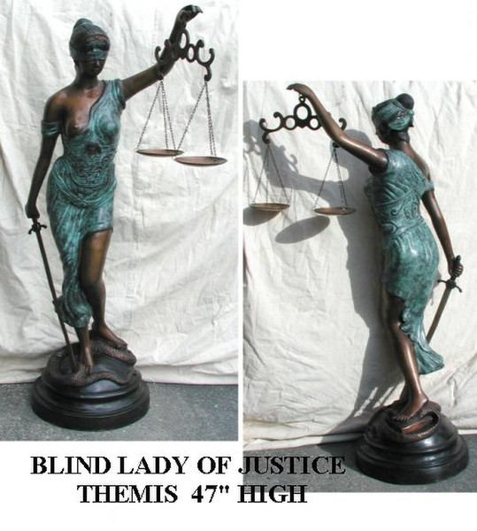 Blind Lady Of Justice Themis Bronze Sculpture Grand Scale
